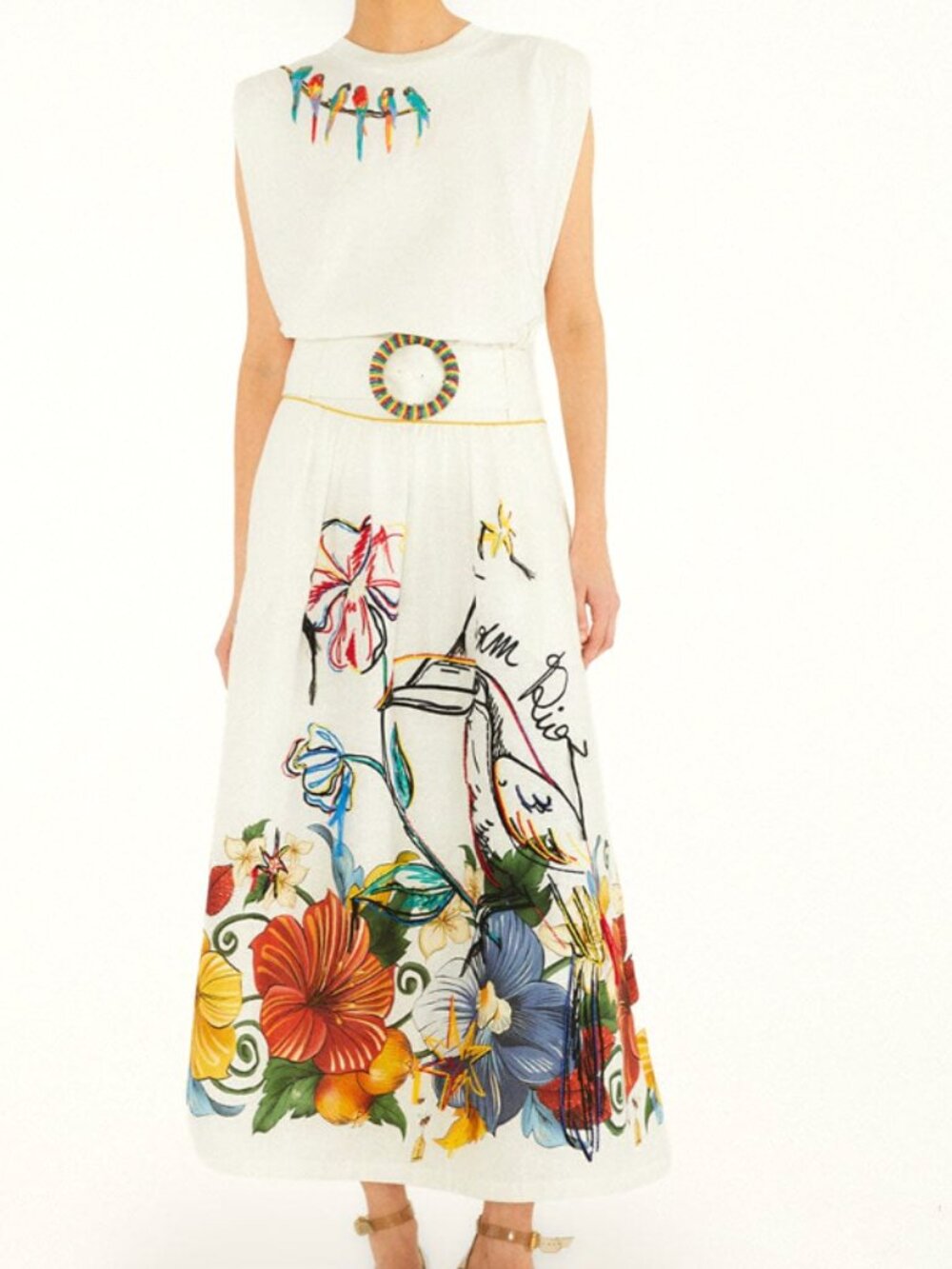 FARM Rio Off-White Tropi Embroidered Maxi Skirt - Picture 2 of 16